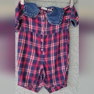 Vintage Arizona Jean Company Baby  Plaid Romper - Pink and Blue
